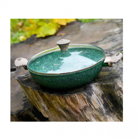 Tigaie wok Fissman-Malachite, aluminiu, 30x9 cm, verde/maro [5]