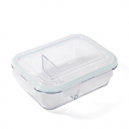 Caserola cu doua compartimente Fissman, sticla borosilicata, 1520 ml, 22,5x17x8,5 cm, transparent [0]