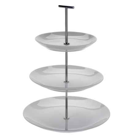 Suport 3 etajere Koopman, portelan, 24X20X16.5 cm, 36 cm, alb [0]