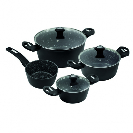 Pot sets - Carl Schmidt Sohn-Marburg 7-piece pot set, aluminum, 16/20/24 cm, black