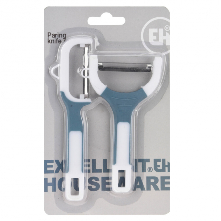 Set 2 curatatoare legume si fructe Koopman-Excellent Houseware, otel inoxidabil/ABS, alb/albastru [1]