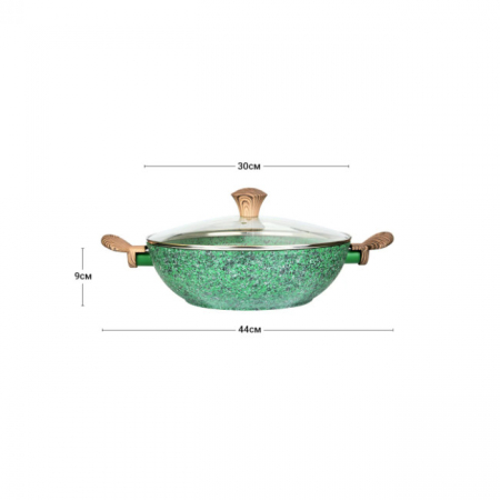 Tigaie wok Fissman-Malachite, aluminiu, 30x9 cm, verde/maro [2]