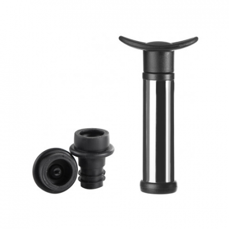 Suporturi si accesorii vin - Pompa vidare vin Ibili, 2 dopuri, plastic, negru/argintiu