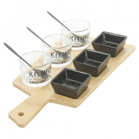 Tava servire 10 piese Koopman, bambus, 57x17 cm, maro [2]