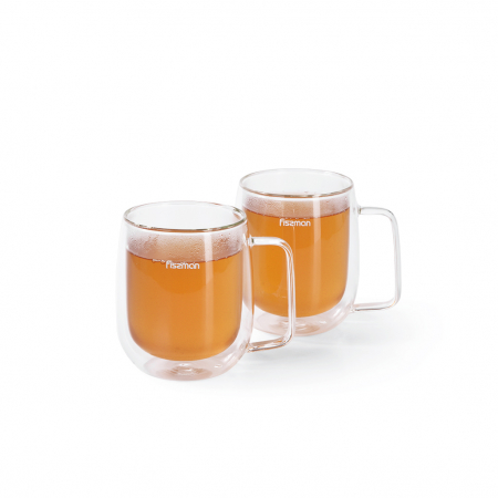 Set doua cani cu pereti dubli Fissman-Lungo, sticla borosilicata, 7.5x10 cm, transparent [2]