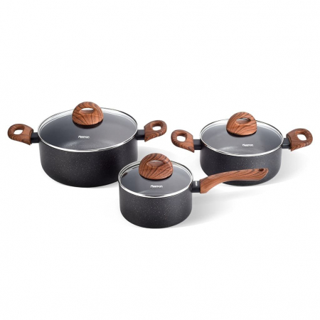 Pot sets - Fissman-Black Cosmic pot set, 6 pieces, aluminum, black