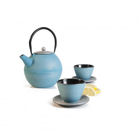 Set servire ceai Ibili-Oriental, fonta, 15x12 cm, turcoaz/negru [2]