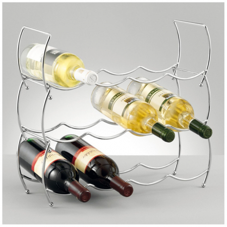 Koopman Excellent Housewares 12-bottle wine rack, chrome steel, 42x14x42 cm, silver [1]