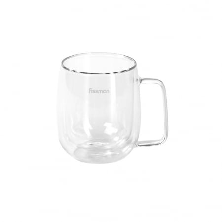 Cani - Set doua cani cu pereti dubli Fissman-Lungo, sticla borosilicata, 7.5x10 cm, transparent