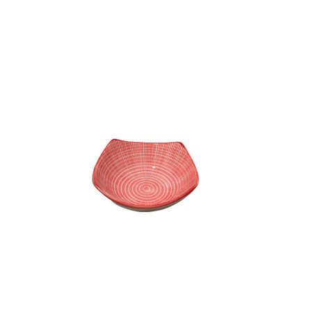 Boluri - Set 4 boluri servire Koopman-Excellent Houseware, ceramica, 100ml, 9X9X4 cm, alb/rosu