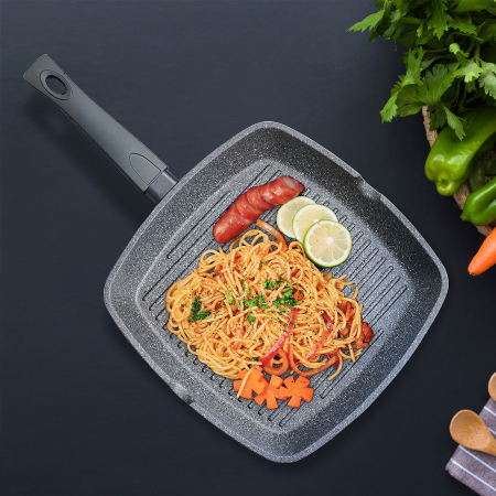 Tigaie grill Fissman-Grey Stone, 24x4cm, gri, aluminiu [2]