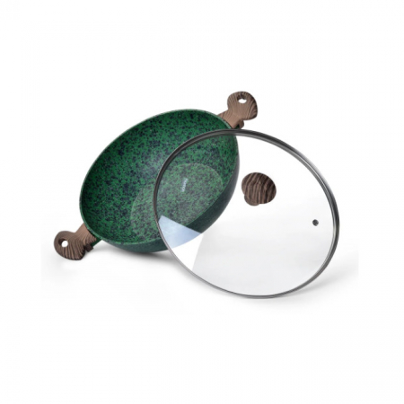 Tigaie wok Fissman-Malachite, aluminiu, 30x9 cm, verde/maro [1]