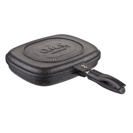 Tigaie grill dubla OMS-Granite, 32x26x7.5 cm, aluminiu, negru [0]