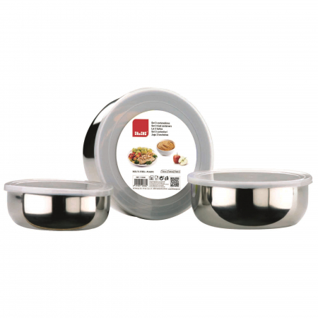 Caserole - Set 3 caserole Ibili-Kitchen Aids, otel inoxidabil, argintiu
