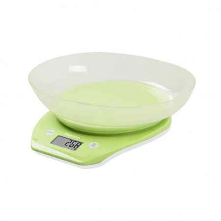 Cantare de bucatarie - Cantar de bucatarie cu bol Fissman, plastic, 22x21x6.6 cm, verde/alb