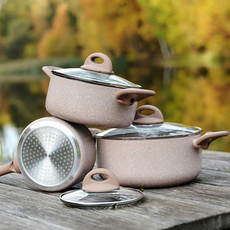 Fissman-Latte pot set, 6 pieces, 1.6 / 2.8 / 4.9l, aluminum, ecru [3]