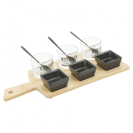 Tava servire 10 piese Koopman, bambus, 57x17 cm, maro [3]