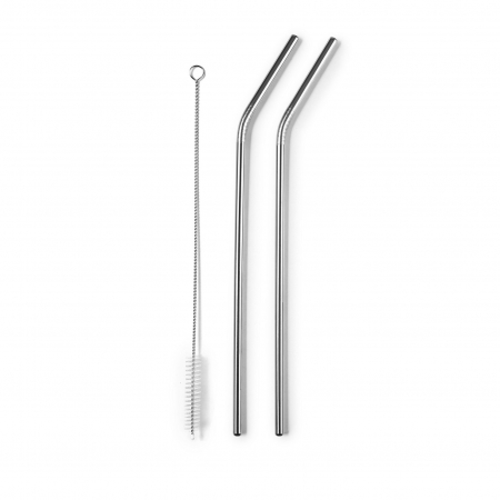 Accesorii servire bauturi - Set 4 paie si perie de curatare Ibili-Clasica, otel inoxidabil, 25 cm, argintiu