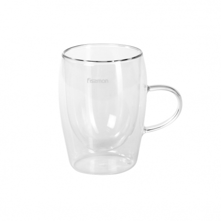 Cani - Set doua cani cu pereti dubli Fissman-Raf, sticla borosilicata, 7.5x12 cm, transparent