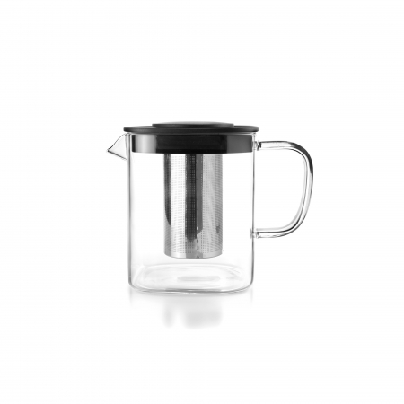 Ceainice si accesorii ceai - Ceainic Ibili-Kristall, otel inoxidabil 18/10/sticla borosilicat, 18.5x11x13.5 cm, argintiu/negru