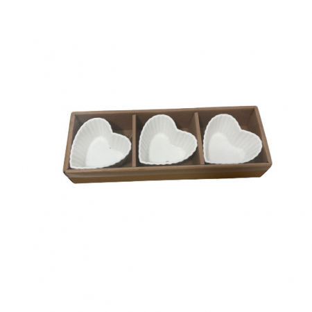 Set 3 platouri servire forma inima Koopman-Excellent Houseware, ceramica, 8.4x8.8x4.5 cm, alb [1]