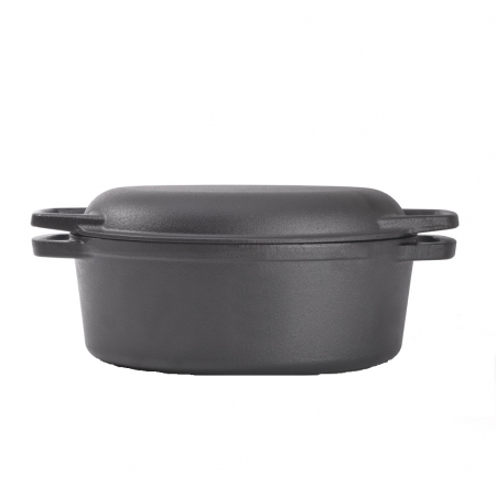 Roaster cu capac gratar Fissman, fonta, 29x21x10.5 cm, negru [0]