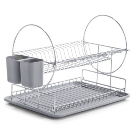 Zeller tiered dish drainer, chrome steel, 48.5x32.5x32.5 cm, silver [1]