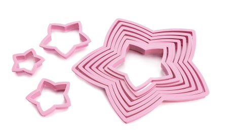 Tavi si forme fursecuri - Set 10 forme fursecuri Ibili, plastic, 4-20 cm, roz