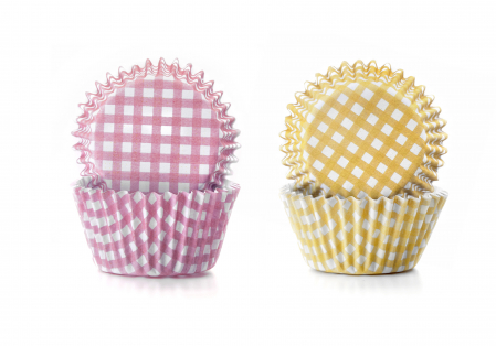 Forme briose - Set 100 forme briose Ibili, hartie, 4.5x2.5 cm, galben/roz