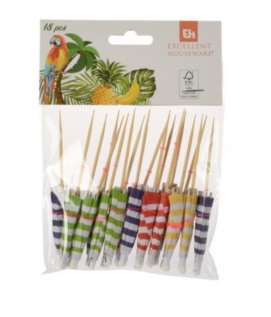 Set 18 umbrelute cocktail Excellent Houseware, bambus, 10 cm, multicolor [1]