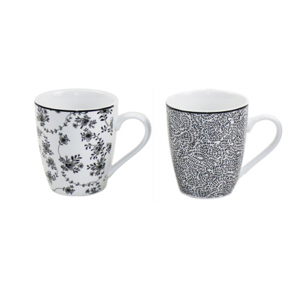Mugs - Set of 2 assorted Ibili Armonia mugs, porcelain, 8.8x10.4 cm, 360 ml, black