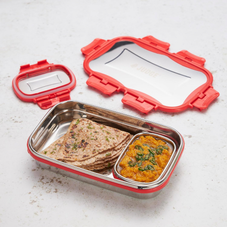 Set 2 caserole Judge, otel inoxidabil/plastic, 675/150 ml, argintiu/rosu [2]