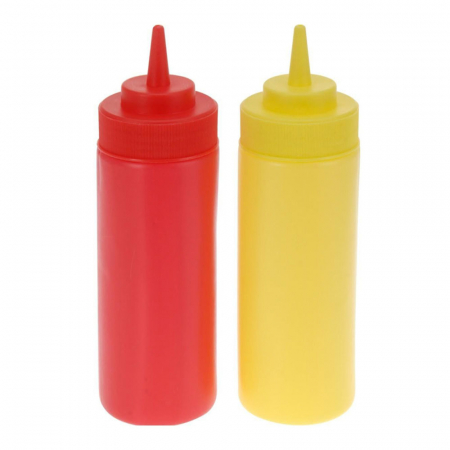 Set 2 dispensere sosuri Excellent Houseware, plastic, 6x19.5 cm, 330 ml, rosu/galben [0]