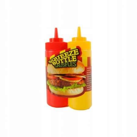 Set 2 dispensere sosuri Excellent Houseware, plastic, 6x19.5 cm, 330 ml, rosu/galben [1]