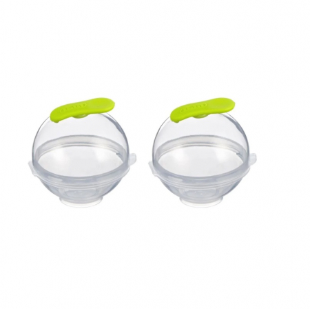Accesorii Bauturi - Set 2 forme gheata sfera Ibili, silicon/plastic, 7x11 cm, transparent/verde