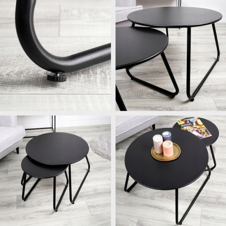 Set of 2 Koopman tables, metal, 40x38 cm, 60x42 cm, black [4]