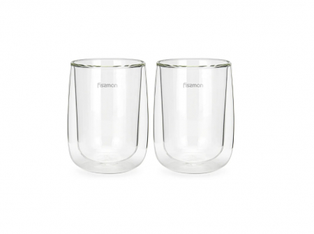 Pahare - Set 2 pahare Fissman-Bonbon, sticla borosilicata, 8x11 cm, 350 ml, transparent