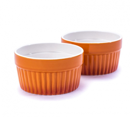 Set 2 ramekini Excellent Houseware, portelan, 9x5 cm, portocaliu/alb [2]