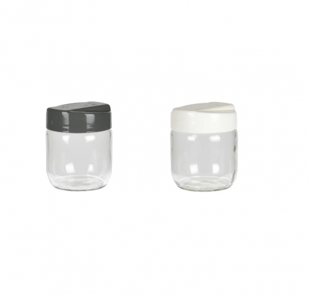 Depozitare alimente - Set 2 recipiente depozitare alimente Excellent Houseware, sticla/plastic, 425 ml, transparent