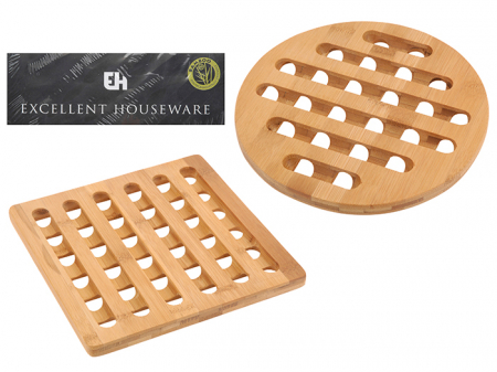 Set of 2 Excellent Houseware pot holders, bamboo, 20x0.8 cm, brown [1]