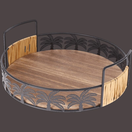 Set 2 tavi servire Excellent Houseware, lemn/metal, 25/30x8.2 cm, maro [4]