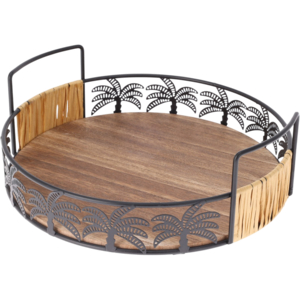 Set 2 tavi servire Excellent Houseware, lemn/metal, 25/30x8.2 cm, maro [2]