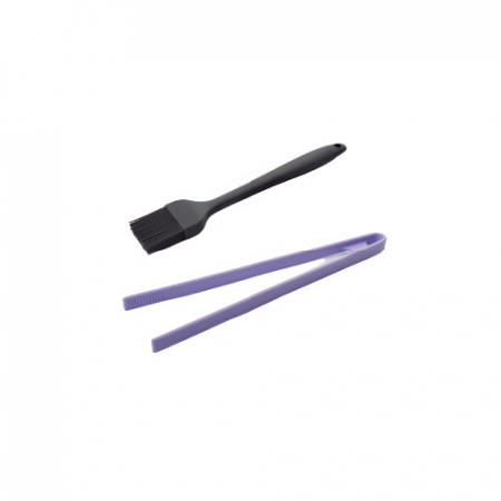 Ornare, insiropare si decorare prajituri - Set 2 ustensile ornare prajituri Ibili-Ecoprof, silicon, 25/29 cm, negru/lila