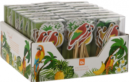 Set 20 ornamente cocktail Excellent Houseware, bambus, 10 cm, multicolor [2]