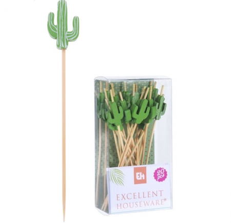 Accesorii Bauturi - Set 20 ornamente cocktail Excellent Houseware, bambus, 12 cm, verde
