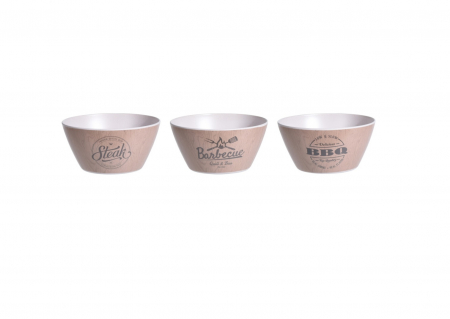 Vesela si tacamuri - Set 3 boluri Excellent Houseware, melamina,14.5x7 cm, maro