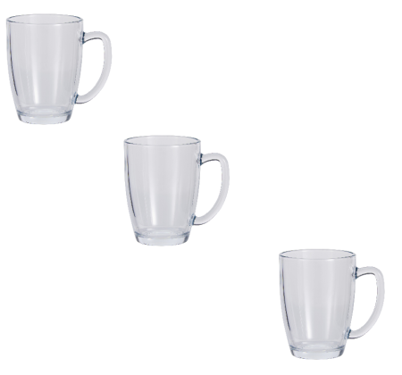 Set 3 cani Excellent Houseware, sticla, 400 ml, transparent [2]