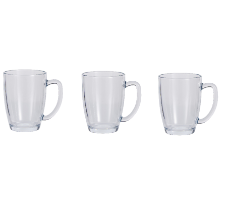 Cani - Set 3 cani Excellent Houseware, sticla, 400 ml, transparent