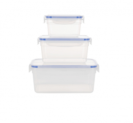 Depozitare alimente - Set 3 caserole Excellent Houseware, polipropilena/silicon, 500/900/1500 ml, transparent