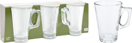 Set 3 cesti cafea/ceai Excellent Houseware, sticla, 7.5x11 cm, 250 ml, transparent [1]